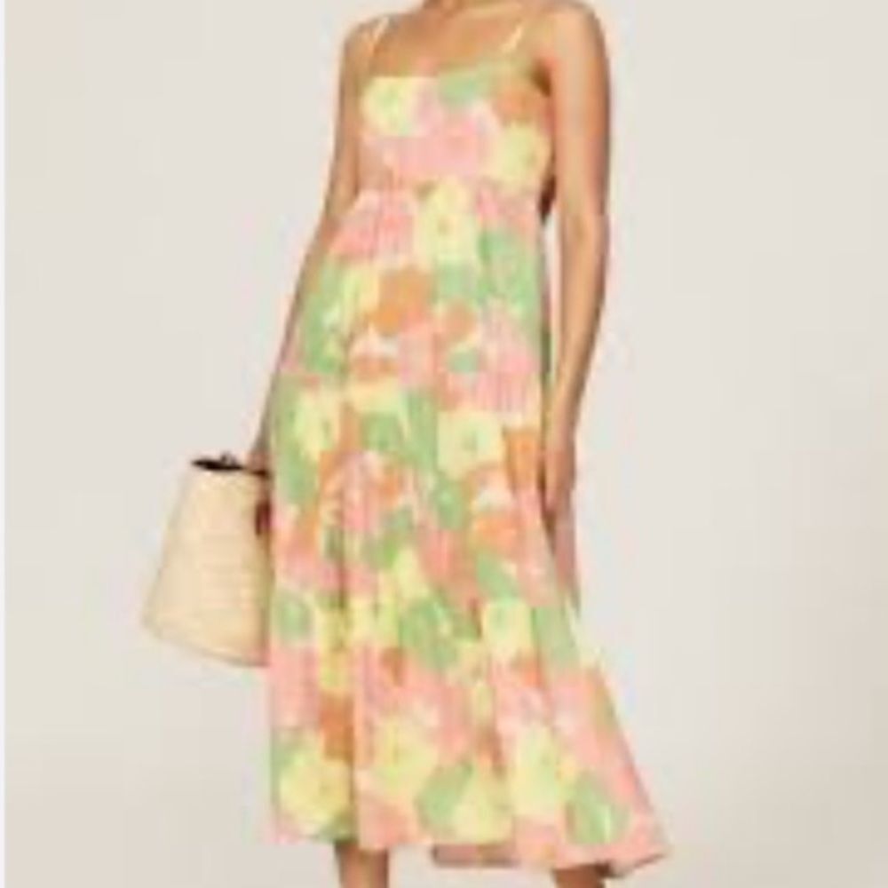 Sanctuary Get Away Dress Floral Sleeveless Strappy Tie-Back Maxi Midi Linen - Picture 8 of 14
